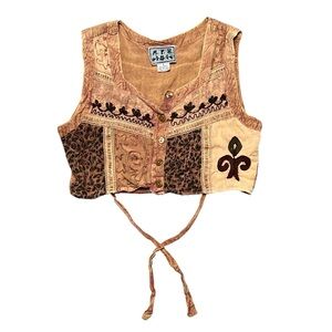 Vintage M.P.H. Bohemian Embroidered Crop Vest